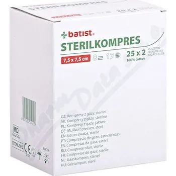 Kompres STERILKOMPRES gáza 8vr.17n. 7.5x7.5cm 25x2ks