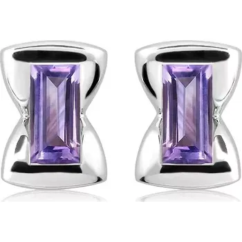 Náušnice Ada S Amethyst - stříbrné náušnice s ametystem