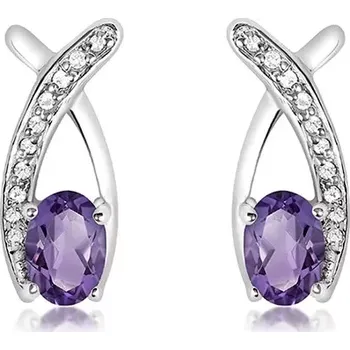 Náušnice Ranko S Amethyst - stříbrné náušnice s ametystem