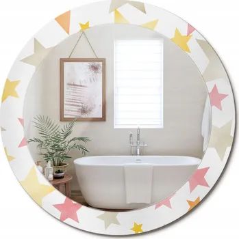 Zrcadlo Zrcadlo s ozdobným skleněným rámem Pastelové hvězdy, průměr 70 cm