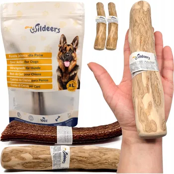 Pamlsek pro psa PŘÍRODNÍ KOUSÁTKA PRO PSA KLACEK KÁVOVNÍKU 2 x L a PAROŽÍ JELENA HARD 1 x XL