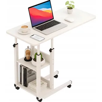 BÍLÝ MOBILNÍ VOZÍK STOLEK NA KOLEČKÁCH POD PROJEKTOR NOTEBOOK POČÍTAČ DO POSTELE