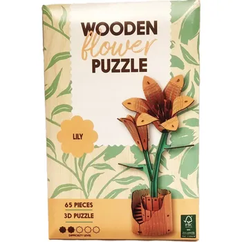 Obraz UDĚLEJ SI SÁM. DIY. DŘEVĚNÉ 3D PUZZLE. KVĚTINY. LILIE