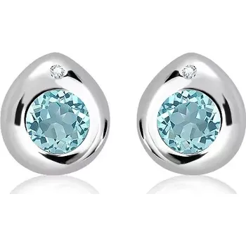 Náušnice Sana S Blue and White Topaz - stříbrné náušnice s modrým a bílým topazem