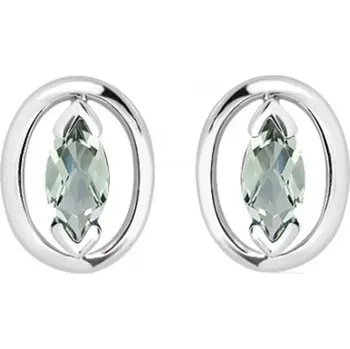 Náušnice Ivica S Green Amethyst - stříbrné náušnice se zeleným ametystem