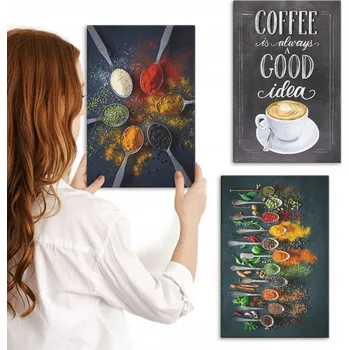 Obraz Sada Obrázků pro Dekoraci Galerie Koření káva Bylinky Vzory 3x 20x30 cm