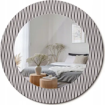 Zrcadlo Zrcadlo s ozdobným lemováním Geometrický vzor puntíků, průměr 50 cm