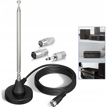 Televizní anténa TELESKOPICKÁ RÁDIOVÁ ANTÉNA DAB FM PRO ZESÍLENÍ SIGNÁLU UNIVERZÁLNÍ