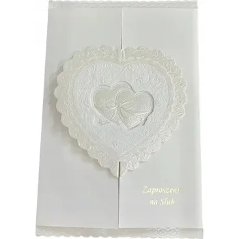 Svatební dekorace Pozvánky na svatba bílá srdce 10 ks SVATEBNÍ HOSTINA SVATBA PRO HOSTY SRDCE BÍLÉ
