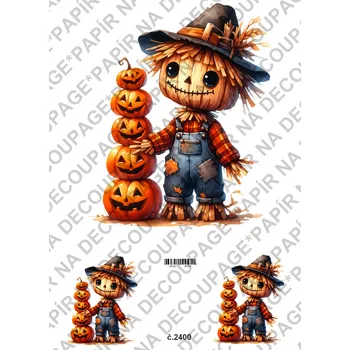 Umělecký papír Rýžový a soft papír na decoupage - Strašák, dýně - KB2400 Materiál: Soft, Rozměr: A4