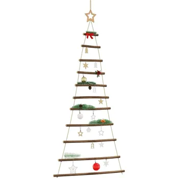 Vánoční dekorace vidaXL Závěsný vánoční stromeček s hvězdou na vrcholu 74 x 150 cm přírodní větve