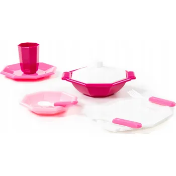 Sada nádobí Sada nádobí Polesie Retro bílo-růžová 9 dílů