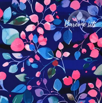 Zimní softshell Růžovomodré lístečky (E) (Zimní softshell potištěný)