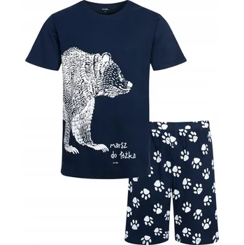 Pánské pyžamo Pánské pyžamo tmavě modré Krátký rukáv XL Jdeme do postele ENDO