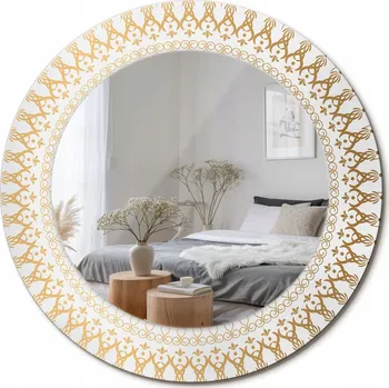 Zrcadlo Zrcadlo nástěnné s ozdobným skleněným rámem Indiánská mandala průměr 50 cm