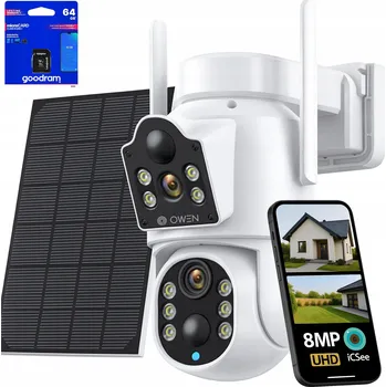 IP kamera EXTERNÍ SOLÁRNÍ KAMERA S DVĚMA OBJEKTIVY WiFi 8MPx 270 stupňů PTZ ICSEE SMART