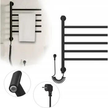 Radiátor TORIN Elektrický nástěnný koupelnový dekorativní radiátor TORIN ČERNÝ věšák Černá