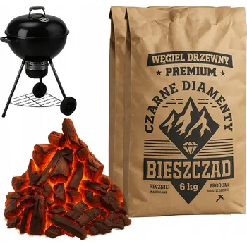 Dřevěné uhlí na gril 12 kg Bieszczad Czarne Diamenty Premium