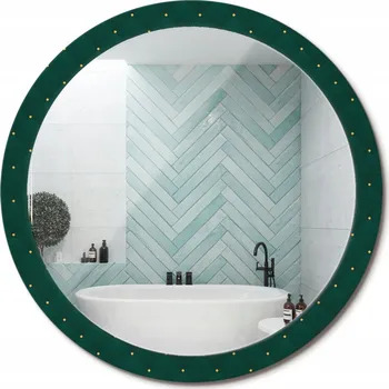 Zrcadlo Stylové kulaté zrcadlo na zeď s potiskem na skle, prošívaný vzor, průměr 100 cm