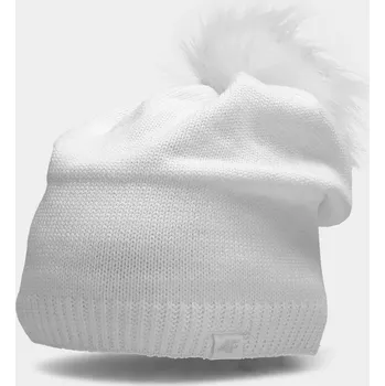 Čepice 4F zimní čepice beanie bílá, univerzální velikost