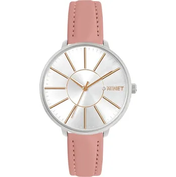 Hodinky MINET Stříbrné dámské hodinky PRAGUE se starorůžovým koženým řemínkem MWL5180