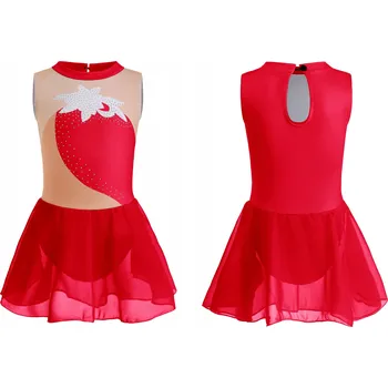 Body BALETNÍ TRIKOT S TYLOVOU SUKÝNKOU ČERVENÝ ZIRKONY VELIKOST 100