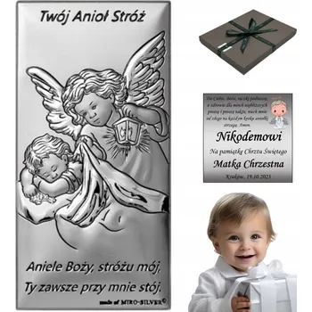 Obraz STŘÍBRNÝ OBRÁZEK Anděl strážný KŘEST SVÉ SVATÉ PŘIJÍMÁNÍ