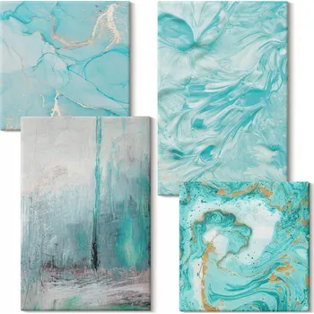 Obraz Sada obrazů - Galerie obrazů - Odstíny modré, abstraktní vzory, 4 kusy
