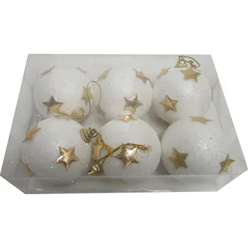 Vánoční dekorace Vánoční Baňky bílo-zlaté vánoční koule na vánoční stromky