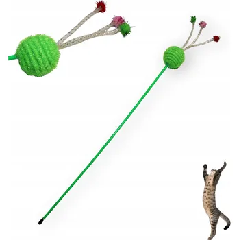 Hračka pro kočku Rybářský HRAČKA Nunbell pro kočky PRO KOČKY INTERAKTIVNÍ RYBÁŘSKÝ PRUT 59 CM BAREVNÁ KOULE NA KOLÁČKU 4