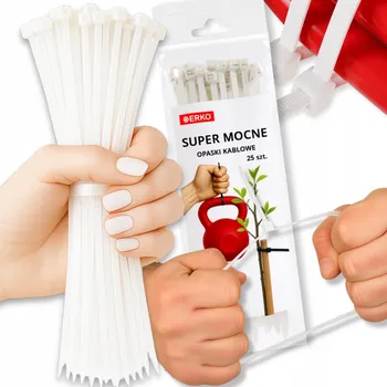 Organizace kabelů STAHovací PÁSKY KABELOVÉ STAHOVACÍ PÁSKY BÍLÉ ODOLNÉ ERKO 4,8x400 25 Ks.