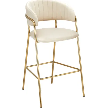 Barová židle Designová barová židle, béžová Velvet látka/gold chrom zlatý, DASMIN TYP 2