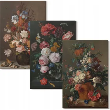 Obraz Vícedílný Obraz Na Plátně Květiny ve vázách kompozice 3x 20x30 cm