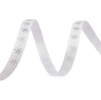 Stuha Vánoční rypsová stuha vločky šíře 10 mm