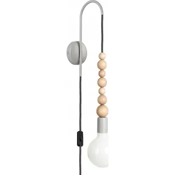 Lampička Nástěnná lampa Loft Sfarer šedá strukturovaná lampička s kabelem a vypínačem