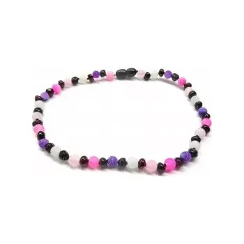 Dětské navlékací korálky Jantarové korálky pro děti - rubínový jantar a zářivý achát