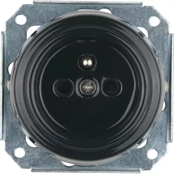 Elektrická zásuvka Bohemia-Design - Porcelánová retro zásuvka domovní bez rámečku 250V/16A černá