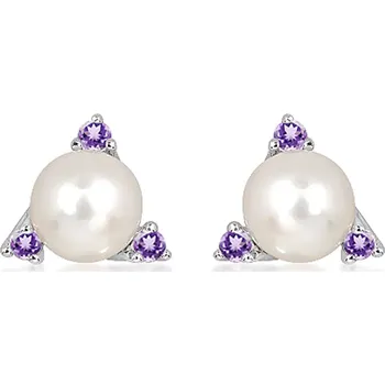 Náušnice Namare S Pearl and Ametyst - stříbrné náušnice s perlou a ametystem