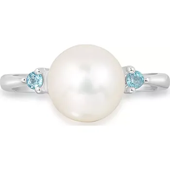 Prsten Carrie S Pearl and Blue Topaz - prsten ze stříbra s perlou a modrým topazem