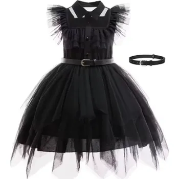 Karnevalový kostým Dětské šaty (kostým) Wednesday Addams i s doplňky Varianta: 01, Velikost: 130 (5-6 let)