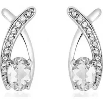 Náušnice Ranko S White Topaz - stříbrné náušnice s bílým topazem