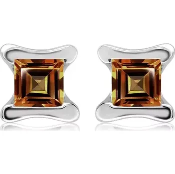 Náušnice Akira S Cognac Quartz - stříbrné náušnice s quartzem