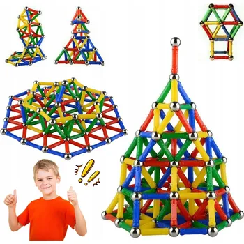 ostatní stavebnice SADA 206 STAVEBNICE MAGNETICKÝCH STAVEBNÍCH VZDĚLÁVACÍCH BLOKU A TYČINEK