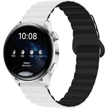 Řemínek na hodinky Enem Magnetický silikonový rychloupínací řemínek 22mm - Černo/bílý IR-AWGW-0677