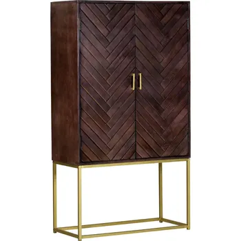 Komoda Masivní vysoká komoda Manila 2 90 x 160 x 40 masiv mango. kov hnědá, zlatá