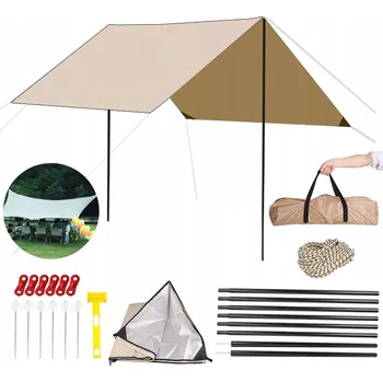 Stan MARKÝZA TARP TURISTICKÁ STŘÍŠKA PLACHTA BIVAK S LANKY A ŠPENDLÍKY 3X3 M