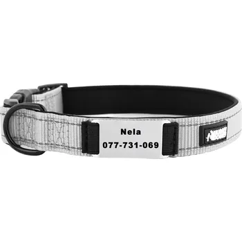 Obojek pro psa Látkový obojek pro psa s gravírováním HUGGY DOGGY vel. L