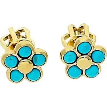 Náušnice Goldstore Zlaté pomněnkové náušnice tyrkys modrý
