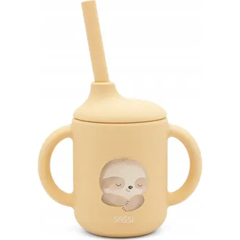 Silikonový hrneček s brčkem pro děti Leniwiec SASSI