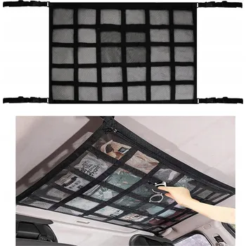 autokoberec Síť do auta pro uložení nákladu pod strop, 90x65 cm, 30 ok